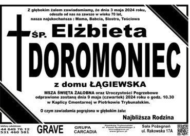 Śp. Elżbieta Doromoniec</br> <span>9 maja 2024 r.
