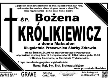 Śp. Bożena Królikiewicz</br> <span>12 listopada 2024 r.