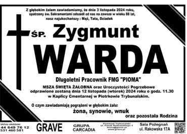 Śp. Zygmunt Warda</br> <span>12 listopada 2024 r.