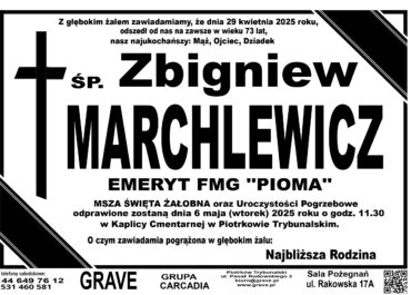 Śp. Zbigniew Marchlewicz</br> <span>6 maj 2025
