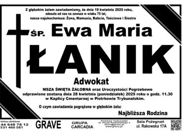 Śp. Ewa Maria Łanik</br> <span> 28 kwietnia 2025
