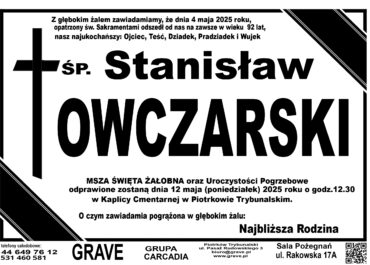 Śp. Stanisław Owczarski</br> <span>12 maj 2025