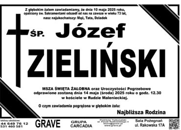 Śp. Józef Zieliński</br> <span>14 maj 2025