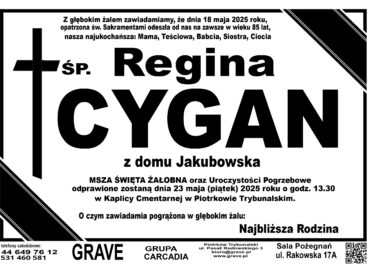 ŚP. Regina Cygan</br> <span>23 maj 2025
