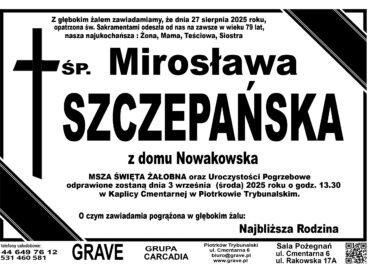 ŚP. Mirosława Szczepańska</br> <span>3 września 2025r.