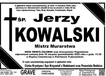 ŚP. Jerzy Kowalski</br> <span>18 sierpień 2025r.