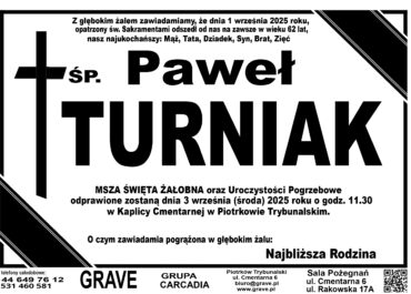 ŚP. Paweł Turniak</br> <span>3 września 2025r.