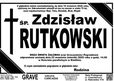ŚP. Zdzisław Rutkowski</br> <span>23 września 2025r.