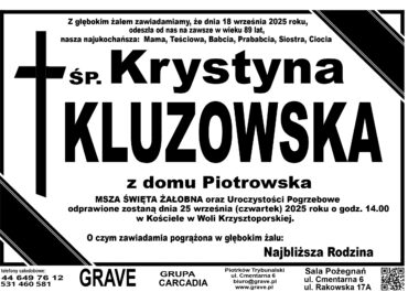 ŚP. Krystyna Kluzowska</br> <span>25 września 2025r.