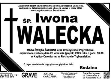 ŚP. Iwona Walecka</br> <span>26 września 2025r.