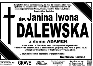 ŚP. Janina Iwona Dalewska</br> <span>3 październik 2025r.