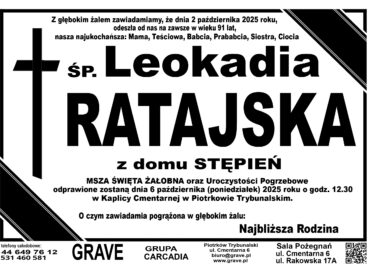 ŚP. Leokadia Ratajska</br> <span>6 październik 2025r.