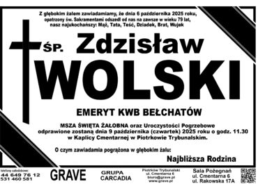 ŚP. Zdzisław Wolski </br> <span>9 październik 2025r.