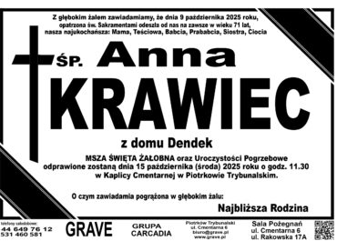 ŚP. Anna Krawiec </br> <span>15 październik 2025r.