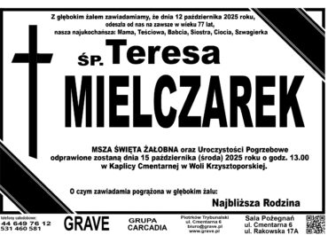 ŚP. Teresa Mielczarek </br> <span>15 październik 2025r.