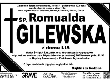 ŚP. Romualda Gilewska </br> <span>16 październik 2025r.