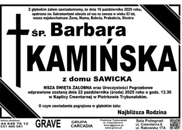 ŚP. Barbara Kamińska </br> <span>22 październik 2025r.