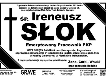 ŚP. Ireneusz Słok </br> <span>31 październik 2025r.