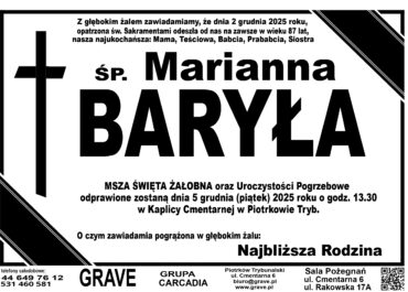 ŚP. Marianna Baryła</br> <span>5 grudnia 2025r.