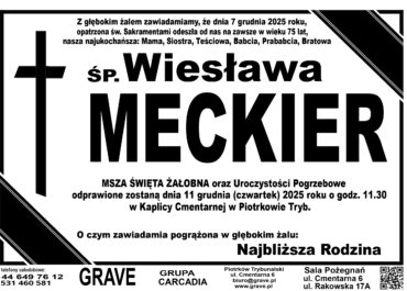 ŚP. Wiesława Meckier</br> <span>11 grudnia 2025r.