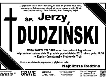 ŚP. Jerzy Dudziński<br> <span>22 grudnia 2025r.
