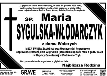 ŚP. Maria Sygulska-Włodarczyk<br> <span>22 grudnia 2025r.