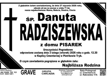 Ś.P. Danuta Radziszewska<br> <span>3 luty 2026 r.