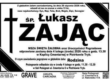 Ś.P. Łukasz Zając<br> <span>4 luty 2026 r.