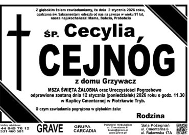 ŚP. Cecylia Cejnóg <br> <span>12 stycznia 2026r