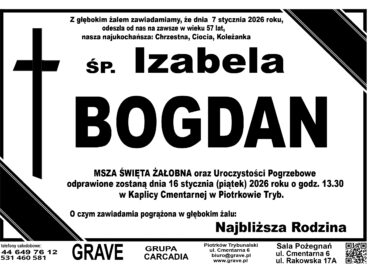 ŚP. Izabela Bogdan <br> <span>16 stycznia 2026r