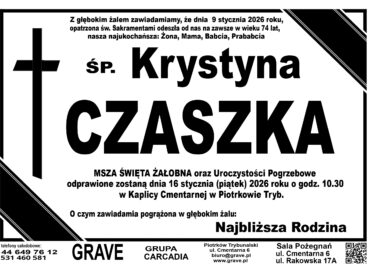 Ś.P. Krystyna Czaszka<br> <span>16 stycznia 2026