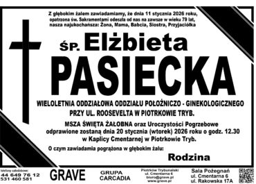 Ś.P. Elżbieta Pasiecka<br> <span>20 stycznia 2026