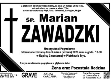 Ś.P. Marian Zawadzki<br> <span>3 marca 2026 r