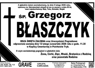 Ś.P. Grzegorz Błaszczyk<br> <span>12 luty 2026 r.