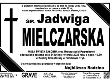 Ś.P. Jadwiga Mielczarska<br> <span>24 luty 2026 r.