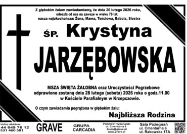 Ś.P. Krystyna Jarzębowska<br> <span>28 luty 2026 r