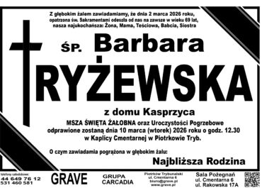 Ś.P. Barbara Ryżewska<br> <span>10 marzec 2026 r