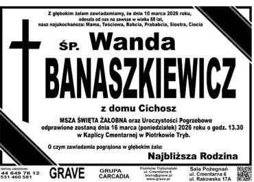 Ś.P. Wanda Banaszkiewicz<br> <span>16 marzec 2026 r