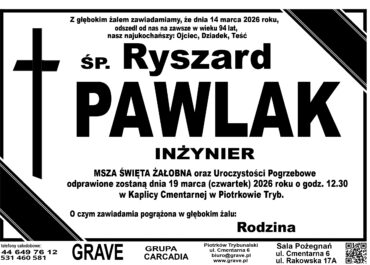 Ś.P. Ryszard Pawlak<br> <span>19 marzec 2026 r.