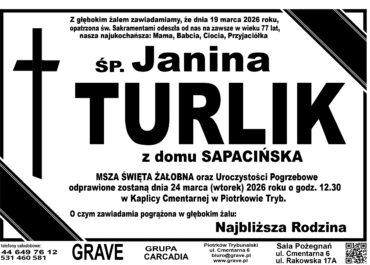 Ś.P. Janina Turlik<br> <span>24 marzec 2026 r.