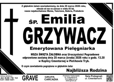 Ś.P. Emilia Grzywacz<br> <span>25 marzec 2026 r.