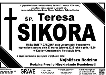 Ś.P. Teresa Sikora<br> <span>27 marzec 2026 r.