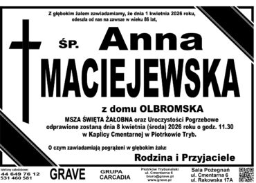 Ś.P. Anna Maciejewska<br> <span>8 kwietnia 2026 r.