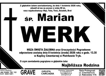 Ś.P. Marian Werk<br> <span>8 kwietnia 2026 r.