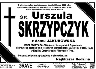 Ś.P. Urszula Skrzypczyk<br> <span>1 czerwca 2026 r.