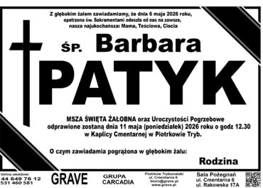 Ś.P. Barbara Patyk<br> <span>11 maja 2026 r.