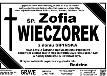 Ś.P. Zofia Wieczorek<br> <span>14 maja 2026 r.