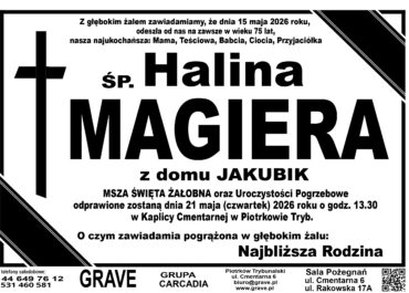 Ś.P. Halina Magiera<br> <span>21 maja 2026 r.
