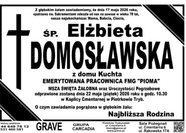Ś.P. Elżbieta Domosławska<br> <span>22 maja 2026 r.