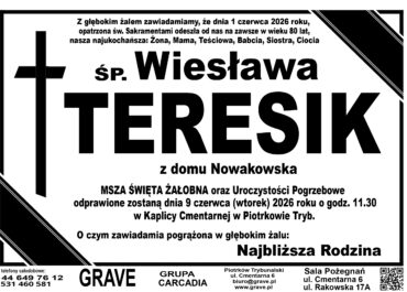 Śp. Wiesława Teresik<br> <span>9 czerwca 2026 r.